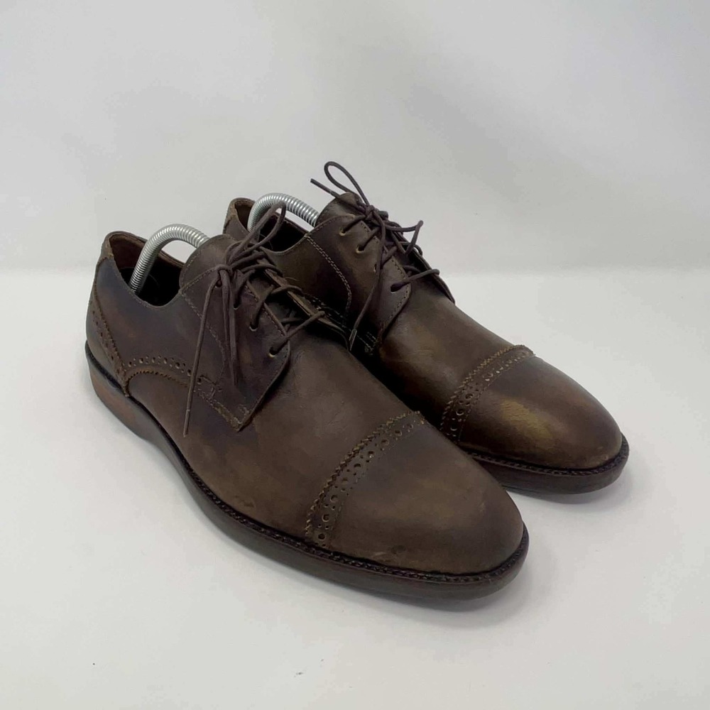 Martin Dingman Cambridge Derby Shoes Mens 10 Brown Leather Cap Toe Brogue Brazil